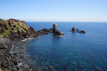 fine view with rock coast