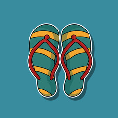 summer slipper element sticker illustration