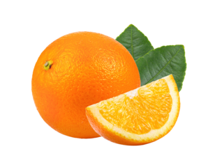 orange fruit with leaf  isolated on transparent png