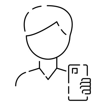 Selfie vector line icon. Take a selfie photo. cell phone front camera and selfie stick. Smartphone device symbol illustration
