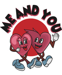 Me and you love 30s character t-shirt design