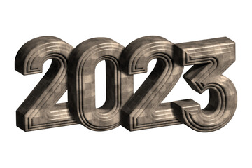 2023 New Year 3d brown marble numbers - transparent background PNG