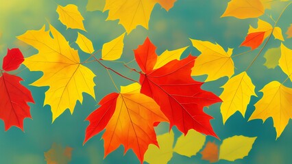 Fototapeta premium Generative AI.close-up of maple leaves on tree