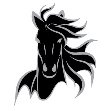 Horse head design isolated on transparent background. Wild Animals.