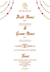 Wedding Invitation Card Template Design With Event Details.