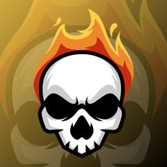 vector graphics illustration of a fire skull in esport logo style. perfect for game team or product logo
