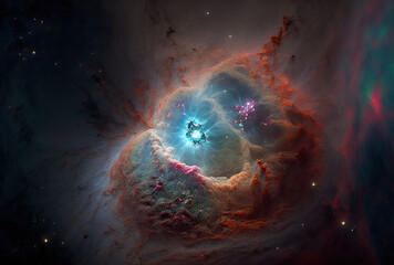 Obraz premium Nebula in the deep universe is stunning. Generative AI