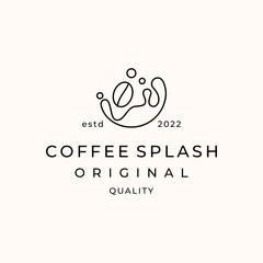 Coffee splash coffee bean natural logo design vector illustration custom logo design