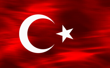 Waving flag of Turkish - Flag of Turkish - 3D illustration