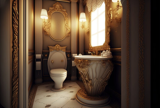 A luxurious toilet made of pure gold created with generative AI