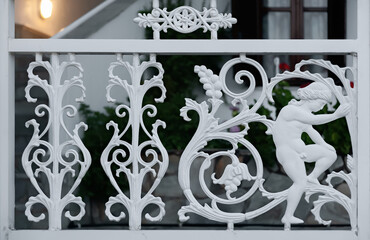 White tile fragment of the street fence, Crete, Greece