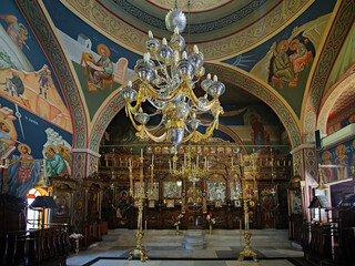 Interior of the Church of Agia Irini in Oia, Santorini in Greece