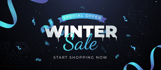 Winter sale banner, up to 50% off, banners for online shopping.  Banner for social media stories sale, web page, mobile phone. template design special offer.