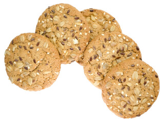 Cereal cookies with seeds and nuts isolated on transparent background