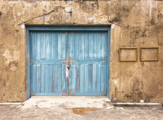 old wooden door in town. retro style.