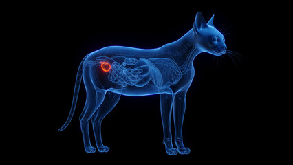 3D medical illustration of a cat's urinary bladder - obrazy, fototapety, plakaty