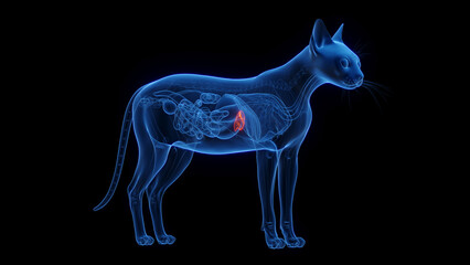Obraz na płótnie Canvas 3D medical illustration of a cat's gallbladder