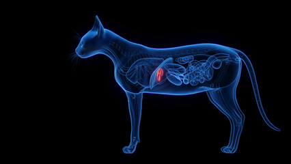 3D medical illustration of a cat's gallbladder