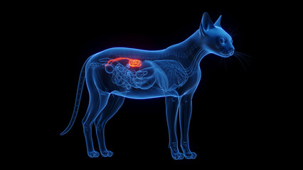 Obraz na płótnie Canvas 3D medical illustration of a cat's kidneys