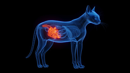 Obraz na płótnie Canvas 3D medical illustration of the intestines of a cat