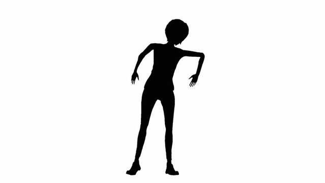 a white 3D background with a black silhouette of a person.
