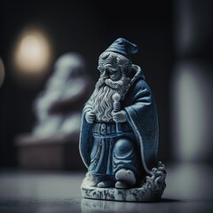3d illustration blue and white china figurine of Santa
