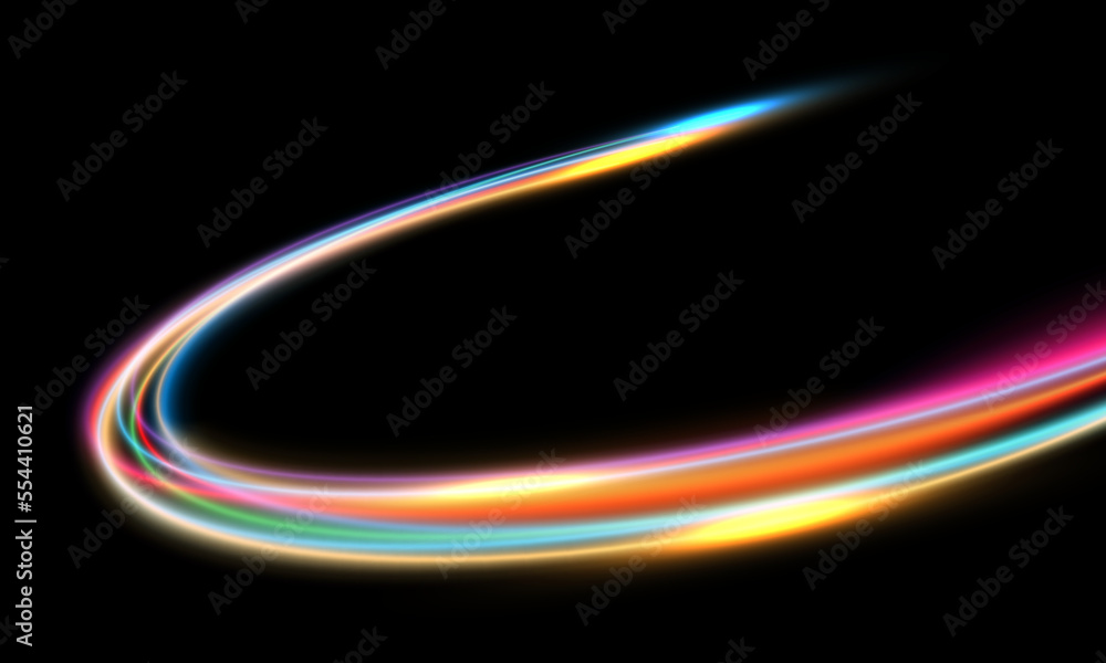 Poster abstract color light motion speed curve dynamic on black design modern futuristic technology backgro