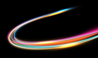 Abstract color light motion speed curve dynamic on black design modern futuristic technology background vector