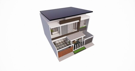 3d rendering 3-storey house building with modern concept