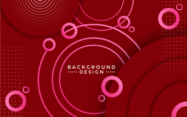 abstract 3D liquid circles red color beautiful background with halftone texture.