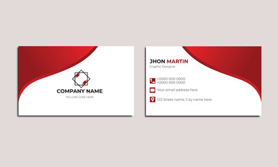 Business card vector Visiting Card Minimal Design Red Business Card Simple Design Illustration 
