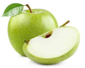 Delicious green apples, isolated on white background