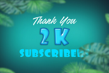 2 K subscribers celebration greeting banner with Blue Glossi  Design