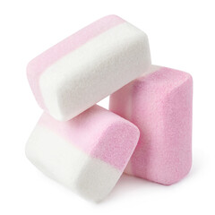 Delicious marshmallows, isolated on white background