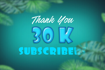 30 k subscribers celebration greeting banner with Blue Glossi  Design