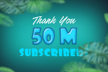 50 Million  subscribers celebration greeting banner with Blue Glossi  Design