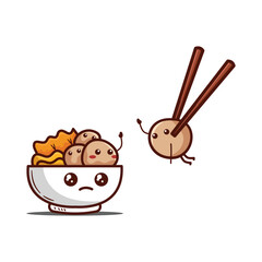 Cute Bakso indonesian Food Illustration Hand Drawn Style