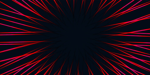 Red virtual abstract background empty space with neon line lights. Spectrum vibrant colors laser show.