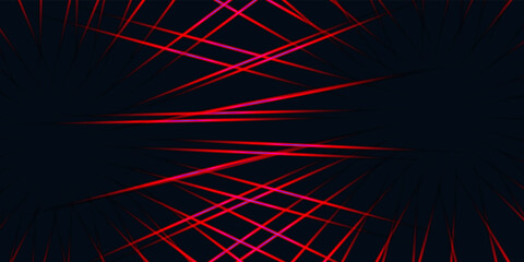 Red virtual abstract background empty space with neon line lights. Spectrum vibrant colors laser show.