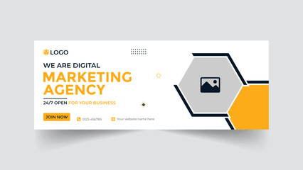 Abstract shape and fecebook banner, marketing agency facebook cover template