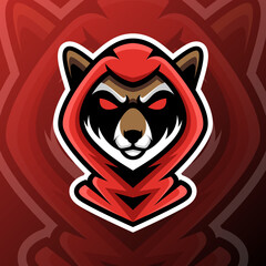 vector graphics illustration of a mysterious raccoon in esport logo style. perfect for game team or product logo