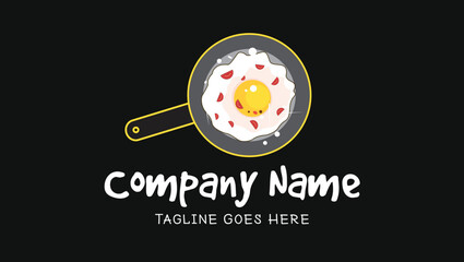 Creative Fried Egg Traditional Asian Food Logo Vector Illustration