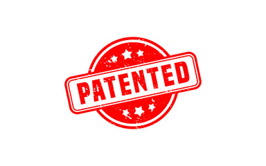 PATENTED rubber stamp with grunge style on white background