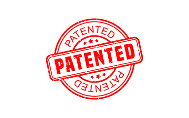 PATENTED rubber stamp with grunge style on white background