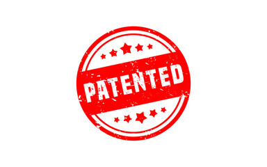 PATENTED rubber stamp with grunge style on white background