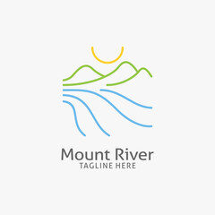 Mountain river logo design in line style