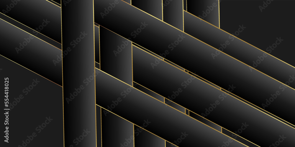 Wall mural Abstract black background, diagonal lines and strips, vector illustration. 3D illustration.