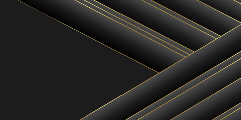 Abstract black background, diagonal lines and strips, vector illustration. 3D illustration.