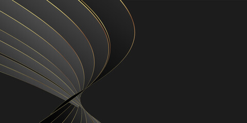 Black abstract background design. Modern line pattern in monochrome colors. Premium stripe and wavy texture for banner, business background.