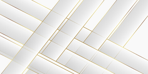 Grey and white diagonal line architecture geometry tech abstract subtle background vector illustration. Contained stripes and golden lines.